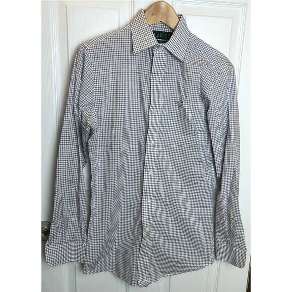 Lauren Ralph Lauren Plaid Slim Fit Non-Iron Dress Shirt Men's 14 1/2 - 32/33 - Picture 1 of 4